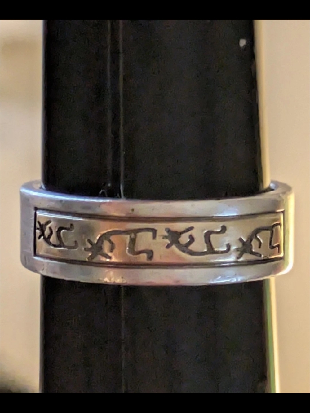 Native Kokepelli Sterling Silver 14 Kt Gold Unisex Band Sz 9 Stamped D. Skeets